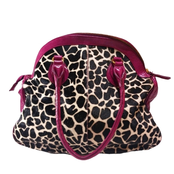 Roberta Gandolfi Italian Leather and Calf Hair Purse Animal Print Should… - Picture 3 of 10